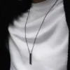 Stylish Black Stick Locket with Chain – Necklace for Men, Women & Couples