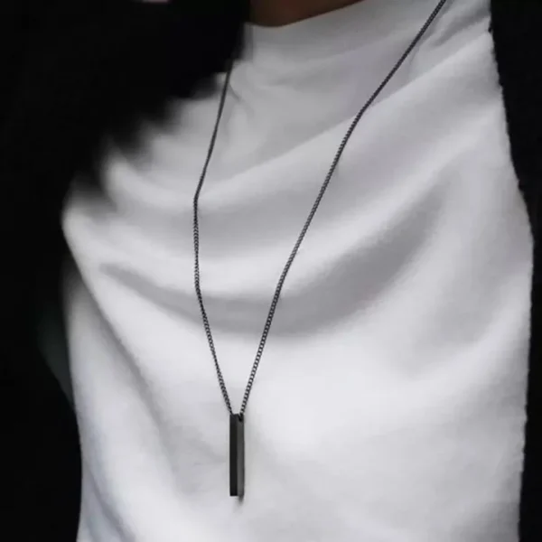 Stylish Black Stick Locket with Chain – Necklace for Men, Women & Couples