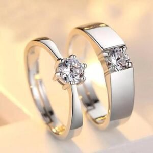 Silver Plated Couple Ring Set – 2 Pcs Stylish & Easy Wear