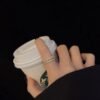 Stylish Adjustable Ring – Gold Plated with Artificial Stones