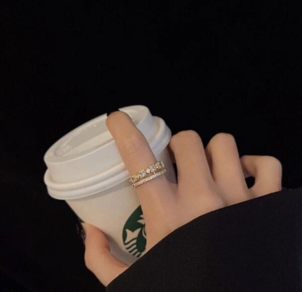 Stylish Adjustable Ring – Gold Plated with Artificial Stones