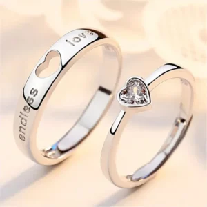 Forever Love Zircon Heart Couple Rings – Wedding & Valentine’s Jewelry